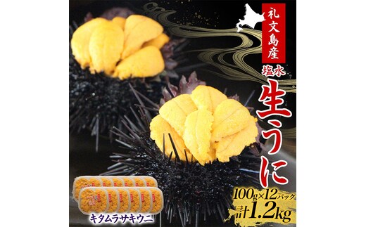 北海道 礼文島産 ミョウバン不使用 塩水ウニ キタムラサキウニ 100g×12パック［野崎水産］【 うに ウニ 雲丹 生うに 塩水うに ムラサキウニ 素材本来の味 海鮮 うに丼 濃厚 甘み 産地直送 】
