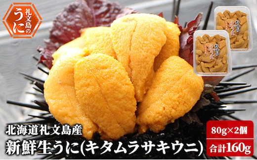 先行予約 北海道 礼文島産 新鮮生うに（ キタムラサキウニ ）80g×2個 ウニ 雲丹 