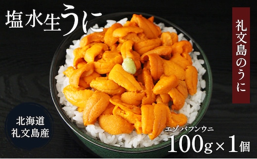 先行予約 北海道 礼文島産 塩水ウニ （ エゾバフンウニ ）100g×1 生うに うに 雲丹 魚貝類 生ウニ 海の幸 肴 つまみ 海鮮 生もの 北海道産 