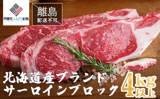 【田村精肉店】北海道産ブランド牛 サーロインブロック 4kg以上【配送不可地域：離島】 BHRJ014
