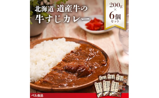北海道 道産牛の牛すじカレー 200g 6個セットen01-00225