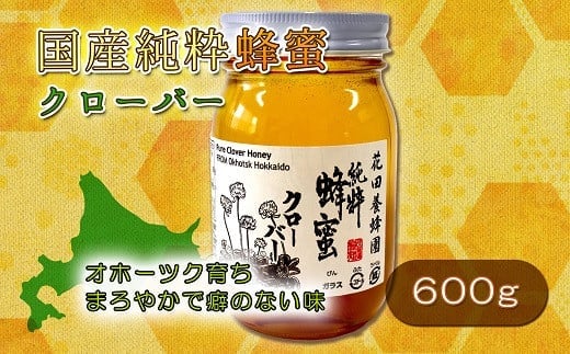 国産純粋クローバー蜂蜜（６００ｇ） ( ふるさと納税 はちみつ クローバー 蜂蜜 国産 ハチミツ 天然 濃厚 北海道 遠軽町 株式会社 花田産業 ) en01-00038