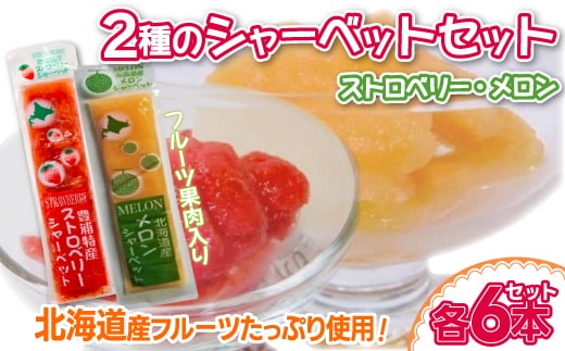 北海道 豊浦町 いちご・メロンのシャーベット 6本×2種 【 ふるさと納税 人気 おすすめ ランキング 果物 メロン めろん 果物 いちごイチゴ 苺 国産いちご イチゴシャーベット メロンシャーベット 食べ比べ おいしい 美味しい 甘い 送料無料 】TYUN014