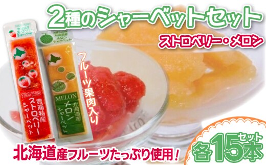 北海道 豊浦町 いちご・メロンのシャーベット 15本×2種 TYUN016