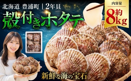 【先行予約】北海道 豊浦町 殻付きホタテ貝 2年貝 約8kg ほたて 帆立 シーフード 海鮮 BBQ 【2027年1月下旬~3月下旬発送予定】