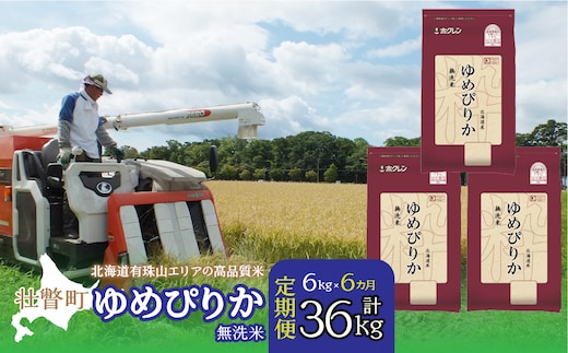 【令和7年産6ヶ月定期配送】（無洗米6kg）ホクレンゆめぴりか（無洗米2kg×3袋） SBTD055