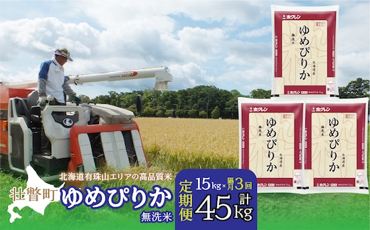 【新米】【令和7年産 隔月3回配送】（無洗米15kg）ホクレンゆめぴりか（無洗米5kg×3袋） SBTD066