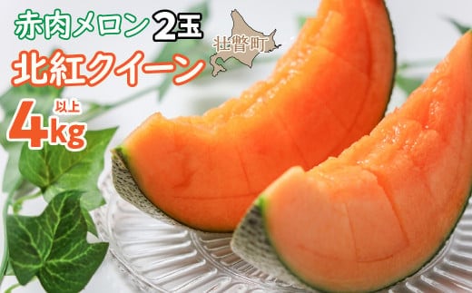 ＜2026年7月上旬よりお届け＞北海道壮瞥産 赤肉メロン「北紅クイーン」2玉入り約4.0kg以上 SBTP003