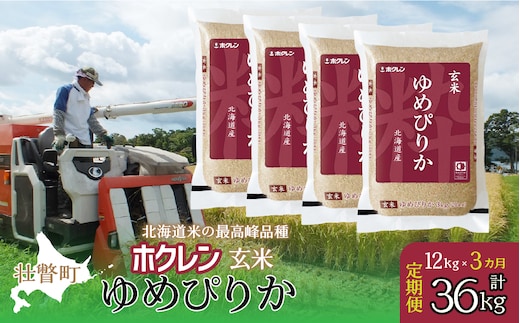 【新米】【令和7年産米】【3ヶ月定期配送】（玄米12kg）ホクレンゆめぴりか（3kg×4袋） SBTD177