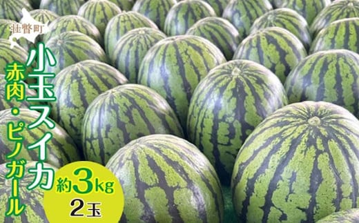 ＜2026年8月上旬より順次お届け＞北海道壮瞥産 小玉すいか（赤肉・ピノガール）2玉約3kg スイカ SBTN004