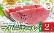 ＜2026年8月上旬よりお届け＞北海道壮瞥産　新山すいか 小玉すいか（マダーボール）Lサイズ2玉 スイカ　 SBTN002