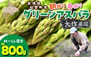 ＜2026年4月上旬よりお届け＞【朝採り】北海道壮瞥町産 春採りグリーンアスパラM～LL混合 約800g SBTR005