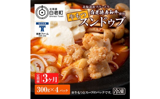 定期便 3ヶ月 白老牛 もつ スンドゥブ 4パック 韓国料理