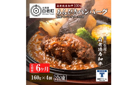 定期便 6カ月 和牛 粗びき 生 ハンバーグ 4個セット デミグラスソース付き 160ｇ×4袋