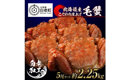 毛蟹 ボイル済み 冷凍 5尾セット 約2.25kg