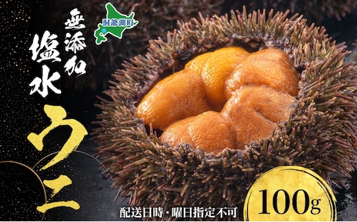 北海道 無添加塩水 ウニ 100g 1パック 1月下旬頃～3月中旬頃まで順次出荷 バフン ムラサキ うに 雲丹 海鮮 小川商店 