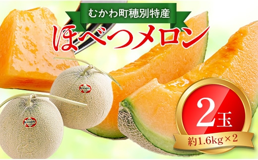 ＜2026年7月より発送＞＜先行受付＞ほべつメロン2玉(約1.6Kg×2玉)＜むかわ町穂別特産品＞ MKWR002