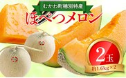 ＜2026年7月より発送＞＜先行受付＞ほべつメロン2玉(約1.6Kg×2玉)＜むかわ町穂別特産品＞ MKWR002