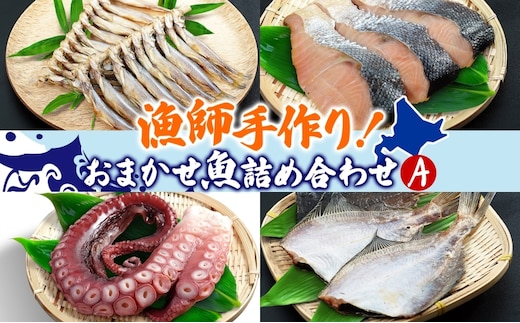 漁師手作り魚詰め合わせセット A 燻製 珍味 3種 4種 干し カレイ 糠カレイ たこ 鮭山漬け ししゃも いか 刺身 鮮魚 旬 詰め合わせ セット お任せ 水揚げ 北海道 日高町