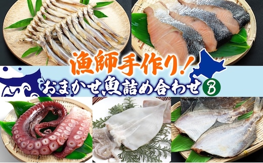 漁師手作り魚詰め合わせセット B 燻製 珍味 5種 6種 干しカレイ 糠カレイ たこ 鮭山漬け ししゃも いか一夜干し 干物 カレイ いか 刺身 鮮魚 旬 詰め合わせ セット お任せ 貝水揚げ 北海道 日高町