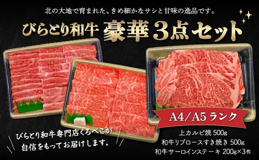 【12/24まで年内発送】【A4/A5ランク黒毛和牛】びらとり和牛豪華3点セット オリジナルタレ付き BRTB025