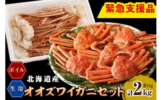 えりも【マルデン特製】オオズワイガニセット2kg（生冷1kg・ボイル1kg）【er002-052-a】