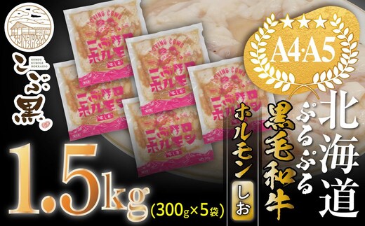 北海道産 黒毛和牛 こぶ黒 和牛 しお ホルモン 計 1.5kg (300g×5パック) ＜LC＞