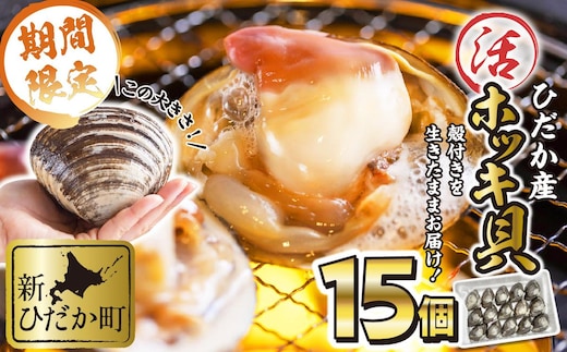 北海道産 活ホッキ 貝 15個 ホッキ 北寄 北寄貝 貝 殻付き 海鮮 海産物 新鮮 旬