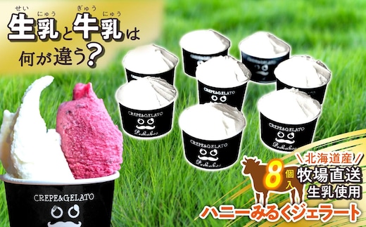北海道産 生乳 ジェラート アイス ハニー ミルク 8個入り ジェラートセット