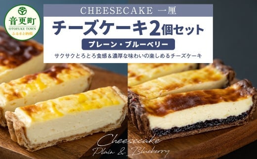 「CHEESECAKE一厘」チーズケーキ2個セット(プレーン・ブルーベリー)【A54】