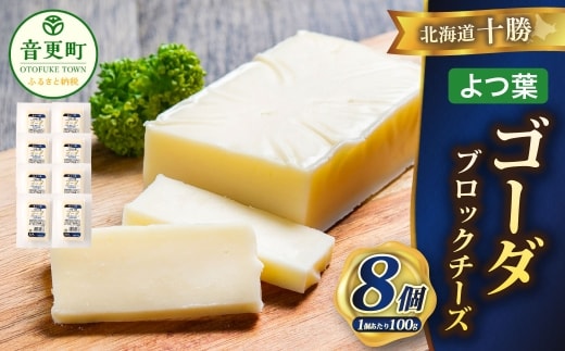 「よつ葉」北海道十勝 ゴーダ(ブロックチーズ) 100g×8個【A124】