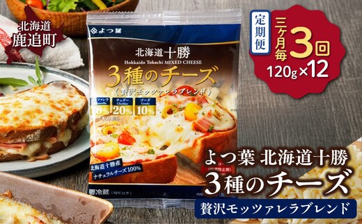 【3カ月毎3回】よつ葉北海道十勝 3種のチーズ《贅沢モッツァレラブレンド》 12袋 SKA064-1-3