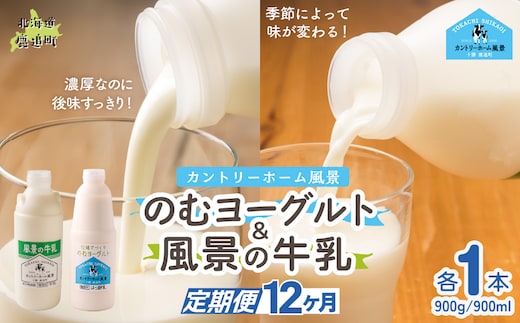 【定期12ヶ月】のむヨーグルト900g 風景の牛乳900ml 各1本 SKB094