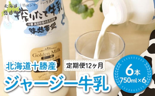 【定期12ヶ月】ジャージー牛乳 750ml ×6 SKM053