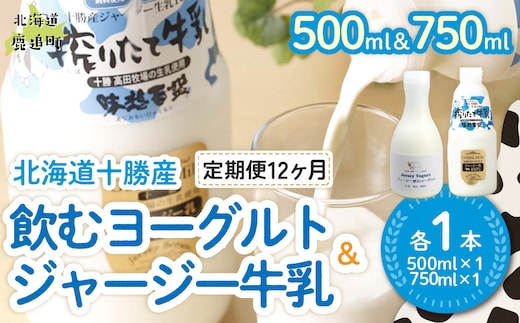 【定期12ヶ月】ジャージー飲むヨーグルト500ml ジャージー牛乳750ml 各1本 SKM065