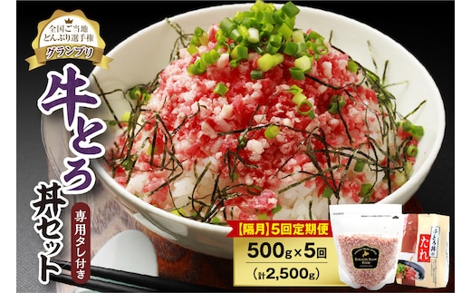 【隔月5回定期便】人気の牛とろ丼セット 500g 専用タレ付き