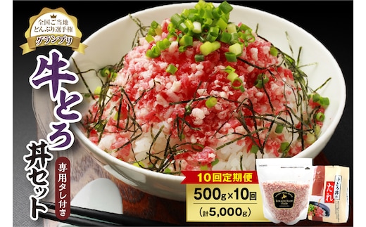 【10回定期便】人気の牛とろ丼セット 500g 専用タレ付き