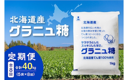 【8回定期便】ホクレンのグラニュ糖1kg×5袋