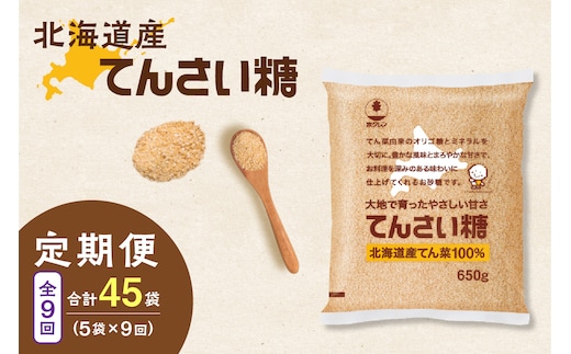 【9回定期便】ホクレンのてんさい糖650g×5袋