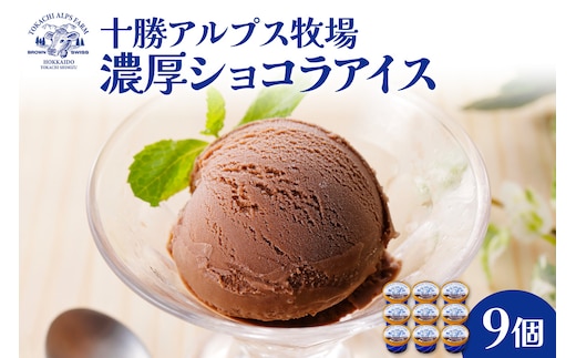 ”希少なブラウンスイス生乳使用”十勝アルプス牧場 濃厚ショコラアイス9個セット