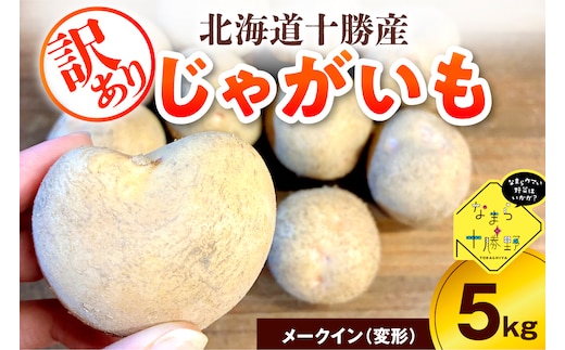 【10月上旬～1月下旬頃配送】【訳あり】北海道十勝芽室町 農家応援じゃがいも メークイン（変形）5㎏ me001-050c-2