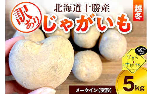 【2月上旬～4月下旬頃配送】【訳あり】北海道十勝芽室町 農家応援じゃがいも(越冬)5㎏ 北海こがね（変形）me001-051c-3