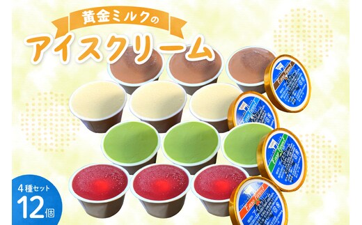 北海道芽室町 ジャージー牛乳を使ったアイスクリーム4種12個セット