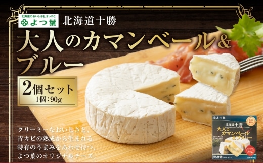 よつ葉 北海道十勝 大人のカマンベール&ブルー 90g×2個 セット 計180g ブルーチーズ 青カビ 生乳 [009-0183]