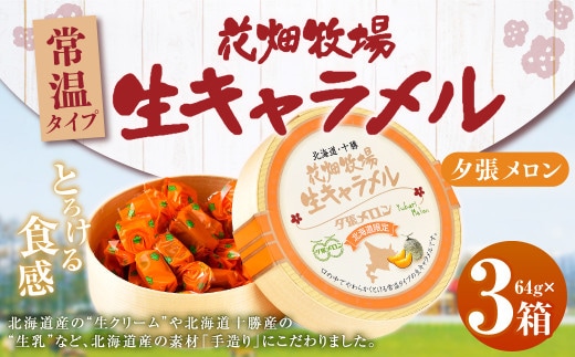花畑牧場 生キャラメル 夕張メロン(常温) 64g×3セット 沖縄配送可 お菓子 おやつ [002-0090]