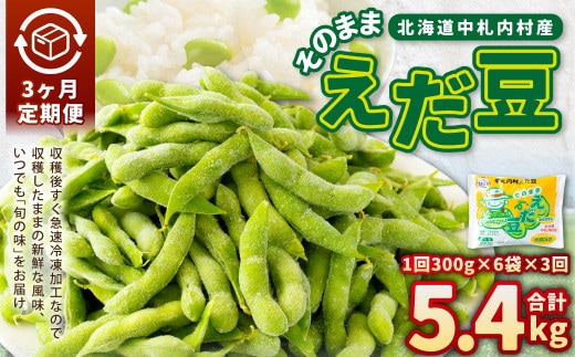 【3ヶ月定期便】そのまま枝豆 約300g×6袋 計約5.4kg おつまみ おやつ 3回 国産 冷凍 [018-0063x1]