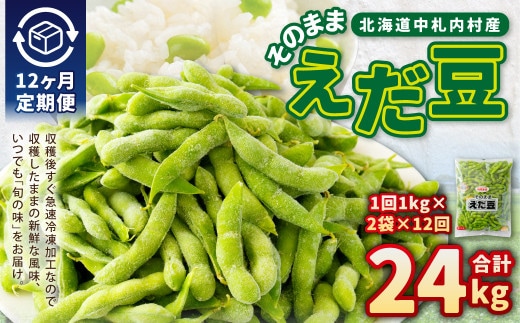 【12ヶ月定期便】そのまま枝豆 約1000g×2袋 計約24kg おつまみ おやつ 12回 国産 冷凍 [018-0073x1]