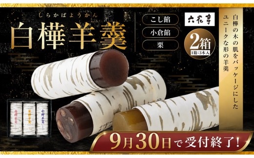 【9月30日受付終了】六花亭 白樺羊羹 3本入 × 2箱 ( 6本 ) こし餡 小倉餡 栗 詰め合わせ 和菓子 お菓子 スイーツ 北海道 十勝 中札内村[023-0267]