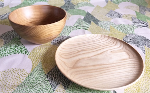 十勝の木のうつわ［天然木製］ 中皿 18cm・スリムボウル 13cmセット【 工芸品 食器 汁椀 お皿 器 北海道 十勝 幕別 】