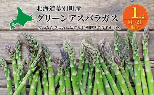 十勝幕別町産 グリーンアスパラ1kg M～2L混合［山田敏明牧場］【2026年5月出荷開始】 北海道 野菜 アスパラガス 